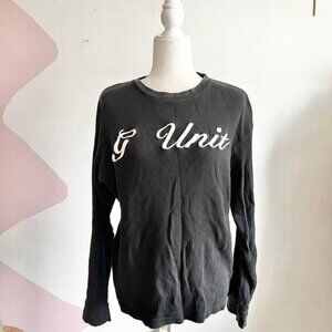 Vintage G Unit Black Waffle Knit Top, Y2K Streetwear 2000s Hip Hop Large